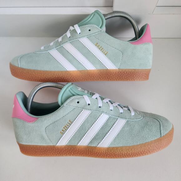 Adidas Originals Gazelle Hazy Green/ Cloud White/ Bliss Pink- Women's Sz 7  $140 - Picture 7 of 12